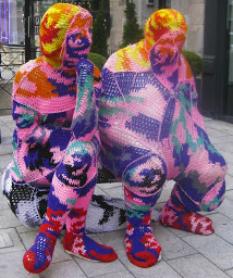 yarn bomb in Montreal.  artist unknown